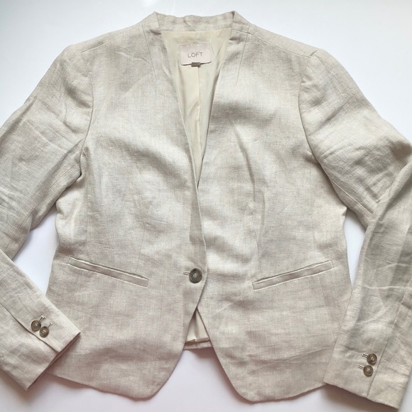 Anne Taylor LOFT Linen Collarless Jacket - Picture 2 of 14